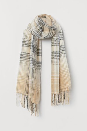 Checked scarf - Light beige/Checked - Ladies | H&M