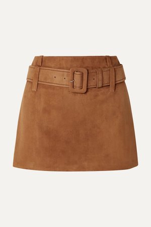 PRADA Belted suede mini skirt