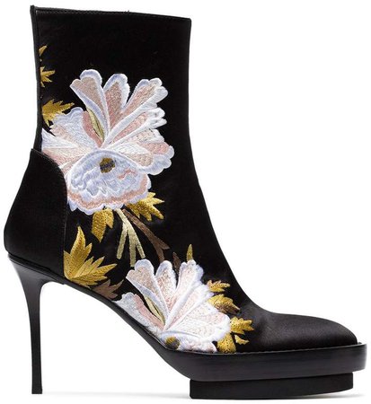 Black Floral 100 Satin boots