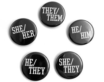 Pronouns Button, They them button, He him pin, She Her pin, Ze zir button [CowboyYeehaww]