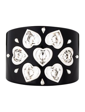Christian Dior Resin & Crystal Heart Cuff - Bracelets - CHR88859 | The RealReal