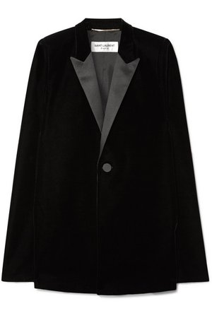 Saint Laurent | Satin-trimmed velvet cape | NET-A-PORTER.COM