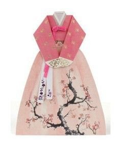 Hanbok Card - Pink Cherry Blossom