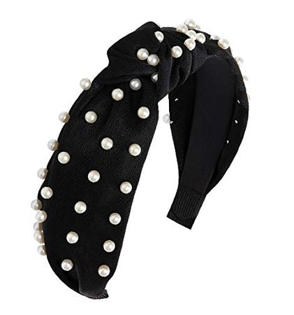 Beaded Headband for Women black pearl