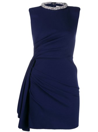 Blue ALEXANDER MCQUEEN Embellished Draped Short Dress | Farfetch.com