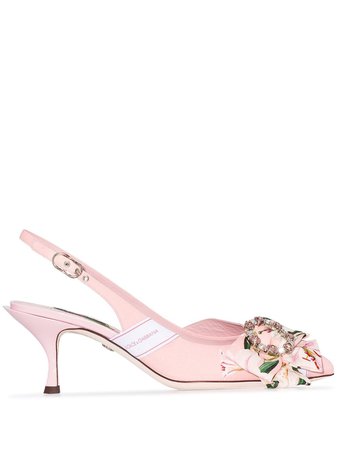 Dolce & Gabbana Floral Print Crystal-Buckle Pumps CG0332AA137 Pink | Farfetch
