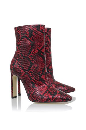 'Malachi' Red And Black Snake Skin Print Ankle Heels - Mistress Rocks