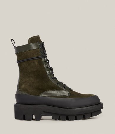 ALLSAINTS US: Womens Bexley Leather Suede Boots (khaki_green)