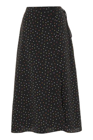 Multi Spotted Button Midi Skirt - Topshop USA
