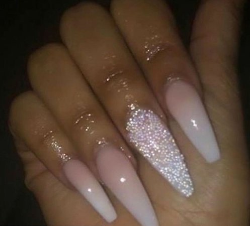 long nude/white w/sparkle nails