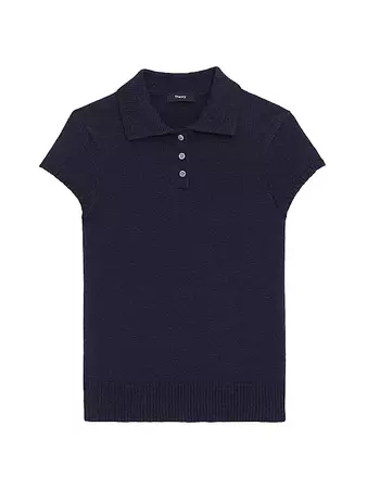 Shop Theory Knit Cotton & Wool Polo | Saks Fifth Avenue