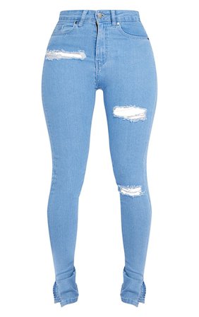 Shape Light Blue Wash Distressed Skinny Jeans | PrettyLittleThing USA