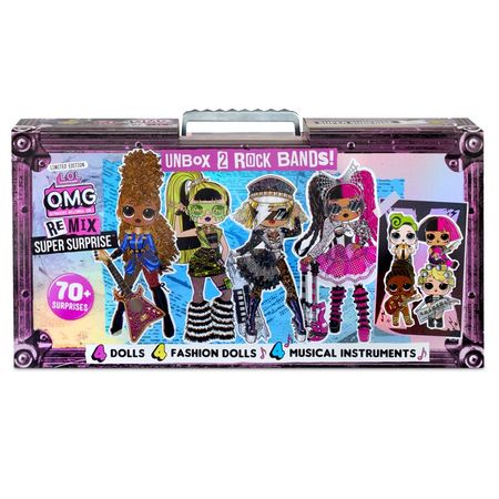 LOL Surprise OMG Remix Super Surprise with 70+ Surprises Including 4 Fashion Dolls And 4 Dolls (Sisters), Rock Instruments That Really Play Music, Boom Box Packaging, Rock Band Accessories Ages 4+ - Walmart.com