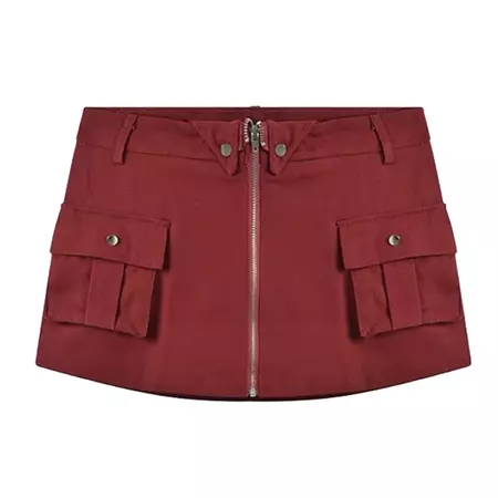 Wine Red Zip Front Mini Skirt | BOOGZEL CLOTHING – Boogzel Clothing