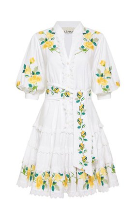 Rosa Embroidered Linen-Cotton Mini Dress By Alémais | Moda Operandi