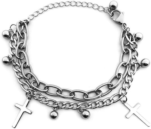 Amazon.com: YERTTER Punk Gothic Cross Bangle Bead Bracelet Female Hand Jewelry for Women Bracelets Jewelry Gift for Teen Girls: Clothing, Shoes & Jewelry