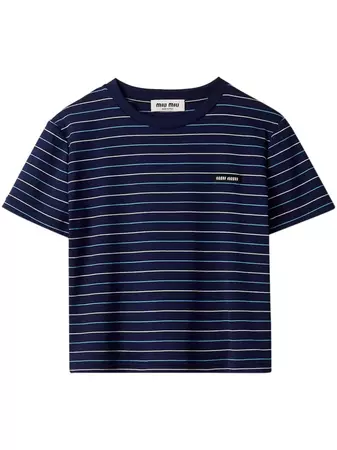 Miu Miu logo-appliqué Striped T-shirt - Farfetch