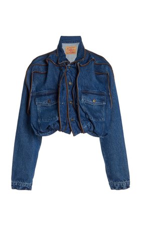 Pop-Up Ruffled Denim Cropped Jacket By Y/project | Moda Operandi