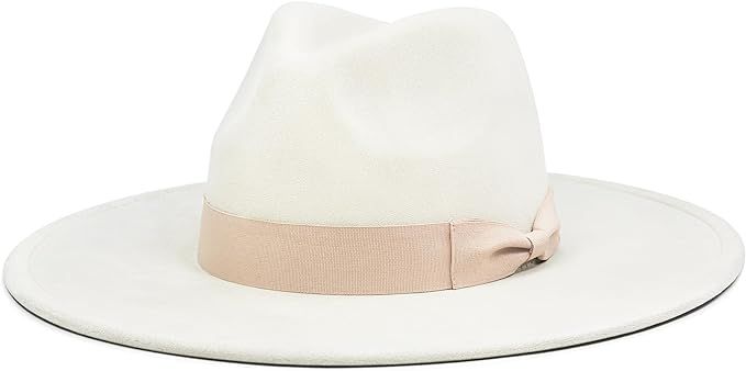 FLUFFY SENSE. Big Wide Brim Fedora Hat for Women - Nashville Outfits Western Hats Women's Felt Panama Rancher Hat (Ivory) at Amazon Women’s Clothing store