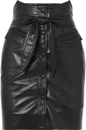 Nanushka - Reese Belted Vegan Faux Leather Mini Skirt - Black