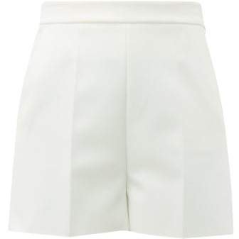 High Rise Tailored Crepe Shorts - Womens - White