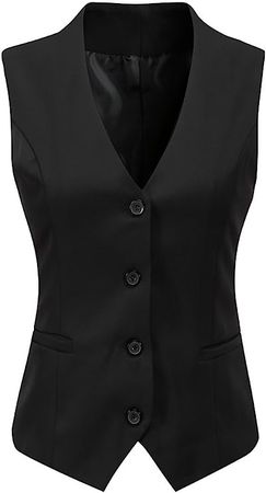 Foucome Women's Formal Regular Fitted Business Dress Suits Button Down Vest Waistcoat at Amazon Women's Coats Shop
