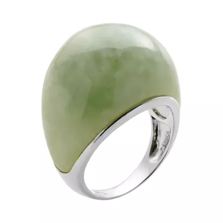 Chinese Jade Sterling Silver Dome Ring