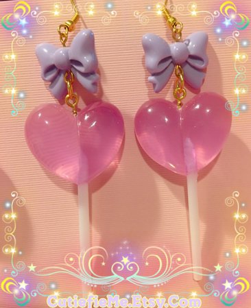 Pastel Heart Lollipop Earrings #2
