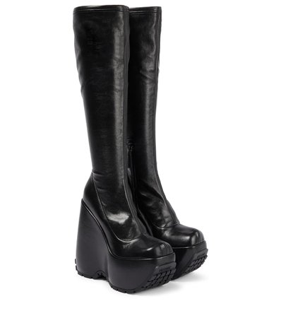 VERSACE Triplatform leather knee-high boots