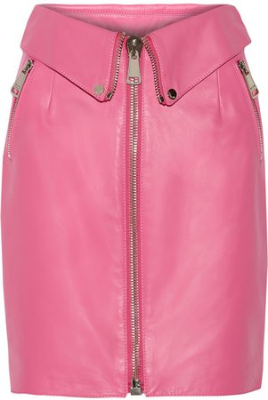 pink leather skirt moschino