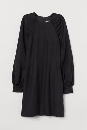 Linen-blend Dress - Black