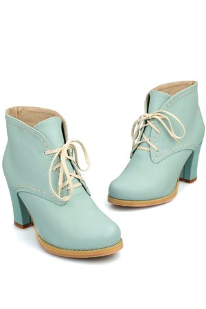 Adorable Pastel Lace Up Chunky Heel Boots | Fashion shoes, Chunky heels boots, Heeled boots