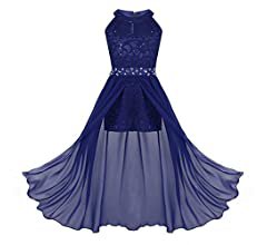 Amazon.com: YOOJIA Kids Girls Floral Lace Bridesmaid Dress Rhinestone Maxi Romper Dress for Birthday Party Pageant Wedding Party Blue 12: Clothing