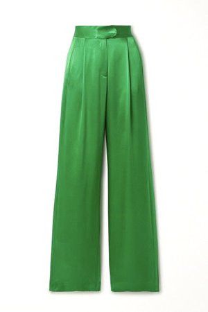 green satin pants
