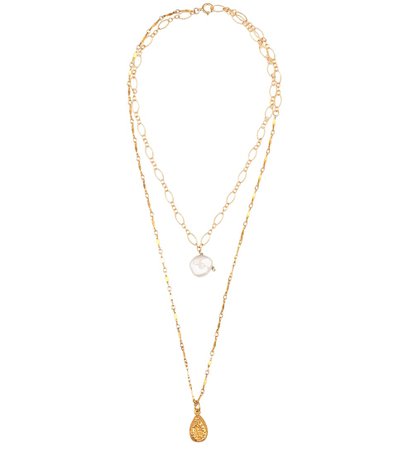 ALIGHIERI Exclusive to Mytheresa – Layers of the Sun 24kt gold-plated necklace with pearl