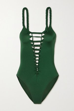 Marlow Lace-up Swimsuit - Green