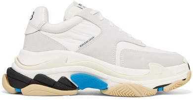Balenciaga Triple S Logo-print Leather And Suede Sneakers - White