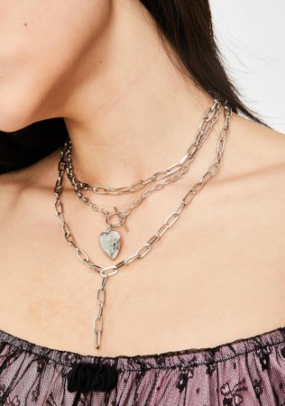 Heart Chain Pendant Long Layered Necklace | Dolls Kill