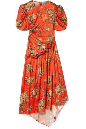 Preen by Thornton Bregazzi | Ophelie ruffled floral-print satin-jacquard midi dress | NET-A-PORTER.COM