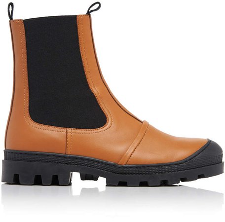 Rubber-Paneled Leather Chelsea Boots
