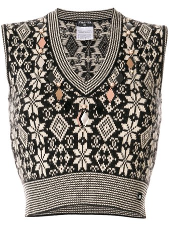 Chanel Pre-Owned Knitted Fair Isle Vest For Women | Farfetch.com