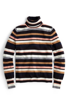 J.Crew Everyday Cashmere Stripe Turtleneck Sweater | Nordstrom
