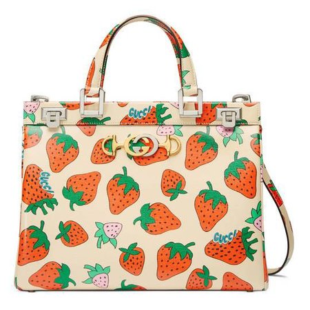 Gucci Zumi Strawberry print medium top handle bag