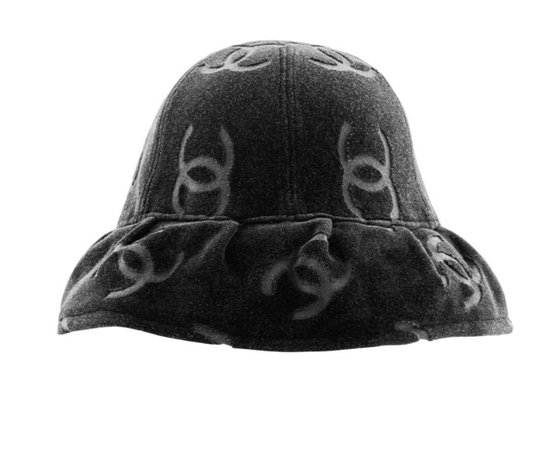 Chanel 1996 black velour logo bucket hat