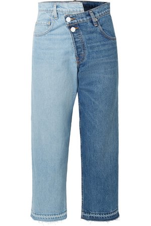 Monse | Two-tone distressed mid-rise straight-leg jeans | NET-A-PORTER.COM