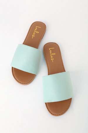 Chic Slide Sandals - Mint Suede Sandals - Vegan Sandals - Lulus