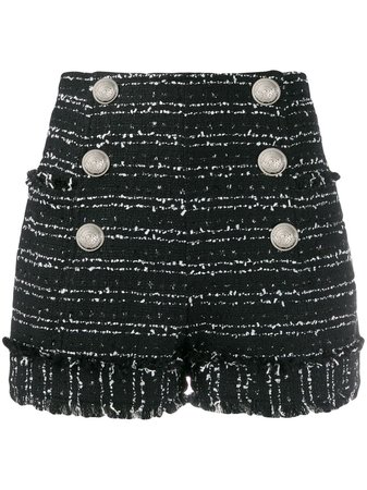 Balmain Frayed Tweed Shorts - Farfetch