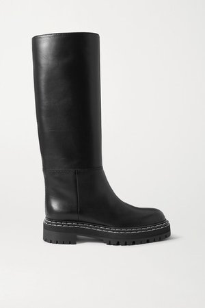 Leather Knee Boots - Black