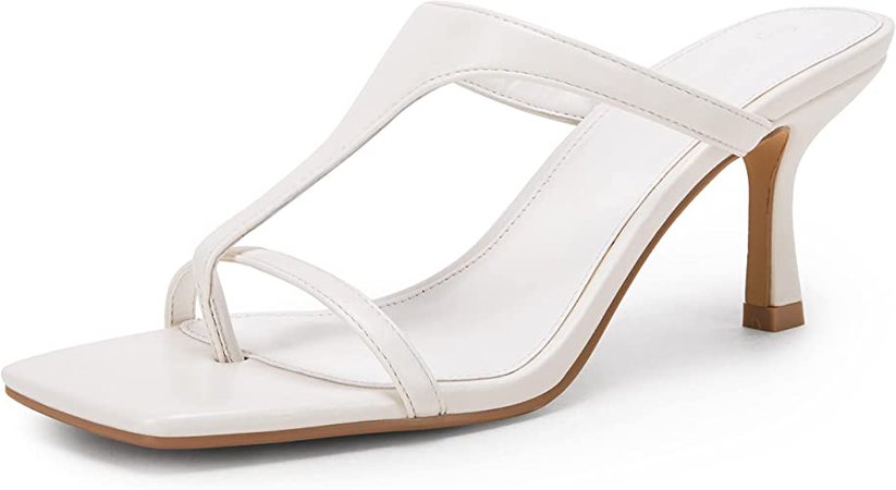 Amazon.com | Ermonn Womens Square Open Toe Heeled Sandals Flip Flop Slingback Thong Slip On Stiletto Slides Summer Dessy Shoes | Slides