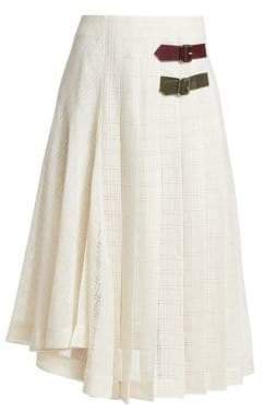 Women's Pleated Open Weave Skirt - Cream - Size UK 14 (10)
